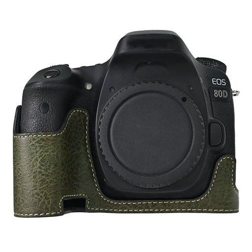 Camera Case For Canon EOS 90D / 80D / 70D / 60D Large Cutout Litchi Texture PU Leather Protective Cover - Green - 1