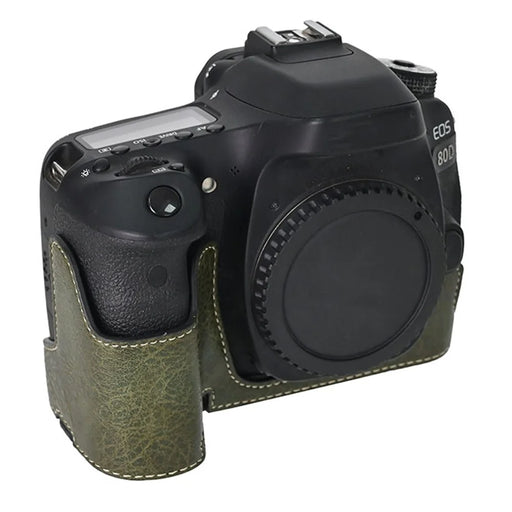 Camera Case For Canon EOS 90D / 80D / 70D / 60D Large Cutout Litchi Texture PU Leather Protective Cover - Green - 2