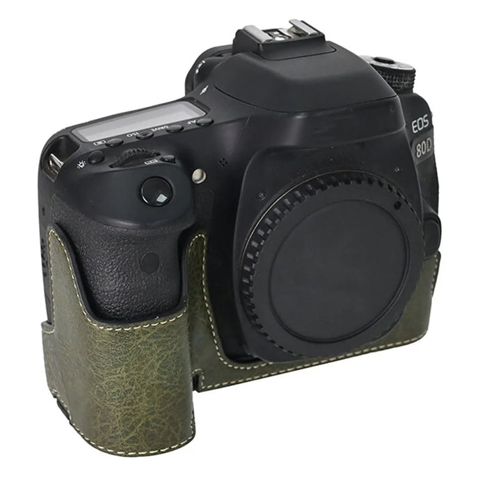 Camera Case For Canon EOS 90D / 80D / 70D / 60D Large Cutout Litchi Texture PU Leather Protective Cover - Green - 2