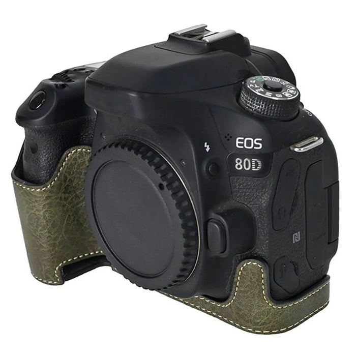 Camera Case For Canon EOS 90D / 80D / 70D / 60D Large Cutout Litchi Texture PU Leather Protective Cover - Green - 3