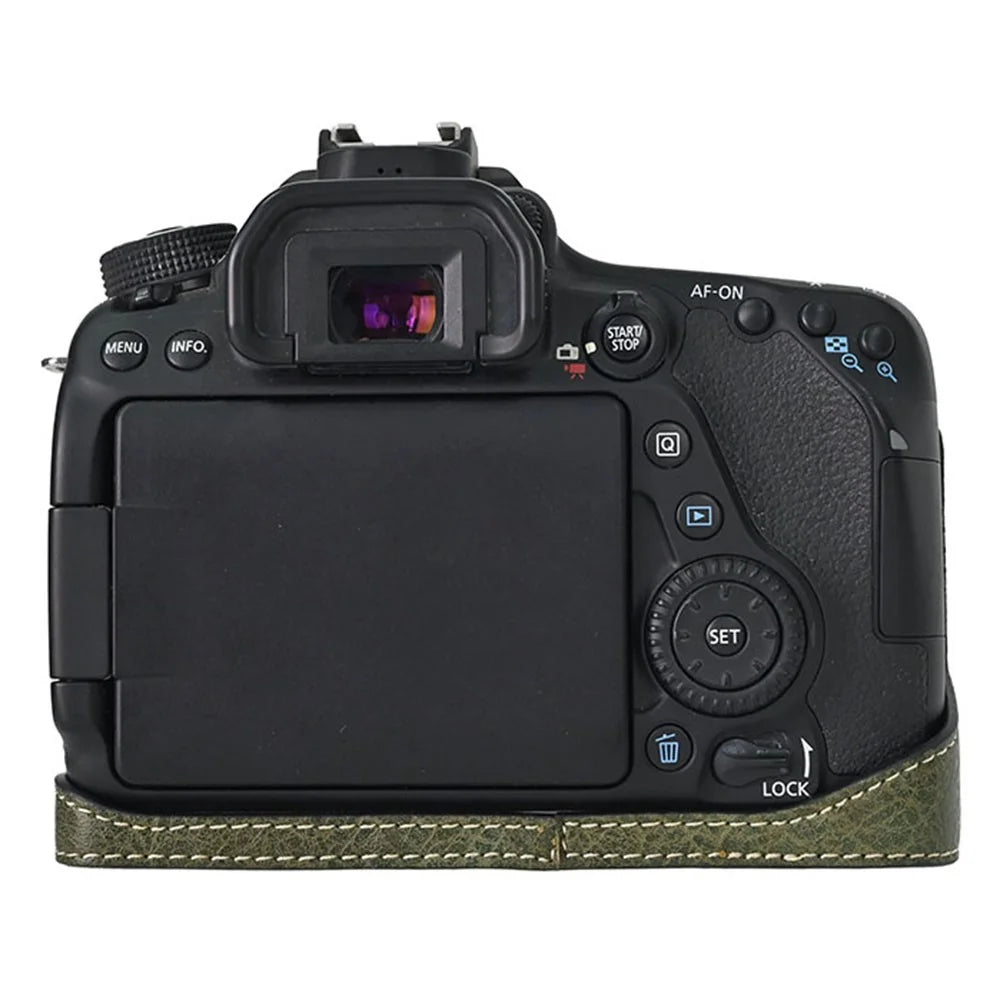 Camera Case For Canon EOS 90D / 80D / 70D / 60D Large Cutout Litchi Texture PU Leather Protective Cover - Green - 4