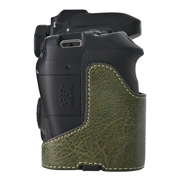 Camera Case For Canon EOS 90D / 80D / 70D / 60D Large Cutout Litchi Texture PU Leather Protective Cover - Green - 5