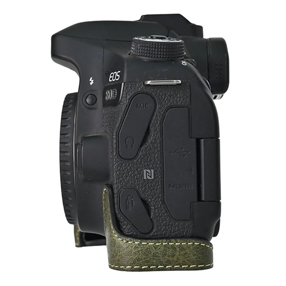 Camera Case For Canon EOS 90D / 80D / 70D / 60D Large Cutout Litchi Texture PU Leather Protective Cover - Green - 6