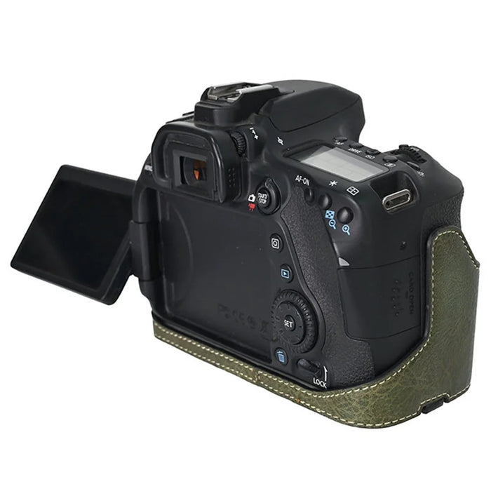 Camera Case For Canon EOS 90D / 80D / 70D / 60D Large Cutout Litchi Texture PU Leather Protective Cover - Green - 7