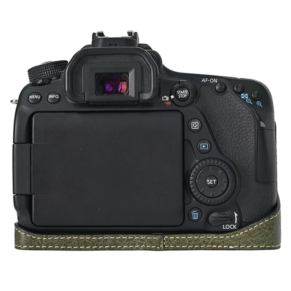 For Canon EOS 90D / 80D / 70D / 60D Camera Case with Shoulder Strap Large Cutout Litchi Texture PU Protective Cover - Green - 5