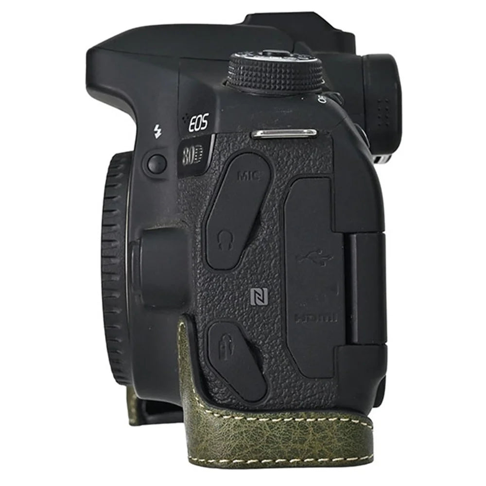 For Canon EOS 90D / 80D / 70D / 60D Camera Case with Shoulder Strap Large Cutout Litchi Texture PU Protective Cover - Green - 7