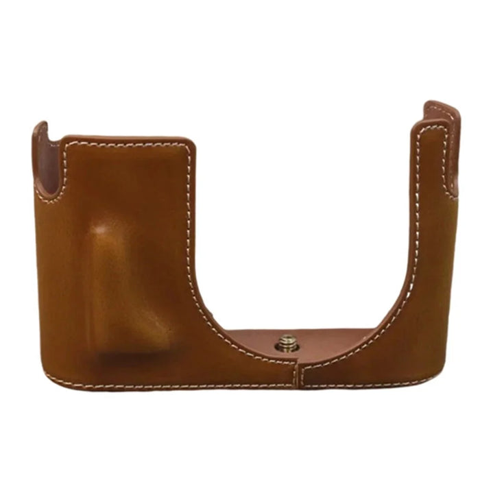 For Leica Q Digital Camera PU Leather Bottom Case Battery Opening Design Protective Half Body Cover - Brown - 1