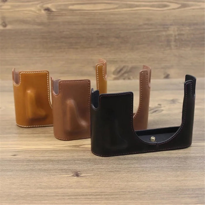 For Leica Q Digital Camera PU Leather Bottom Case Battery Opening Design Protective Half Body Cover - Brown - 3