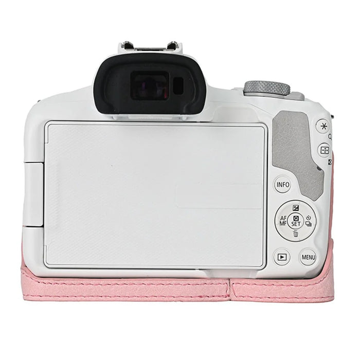 For Canon EOS R100  /  R50 Camera Base Detachable Battery Litchi Texture PU Leather Protective Case - Pink - 2