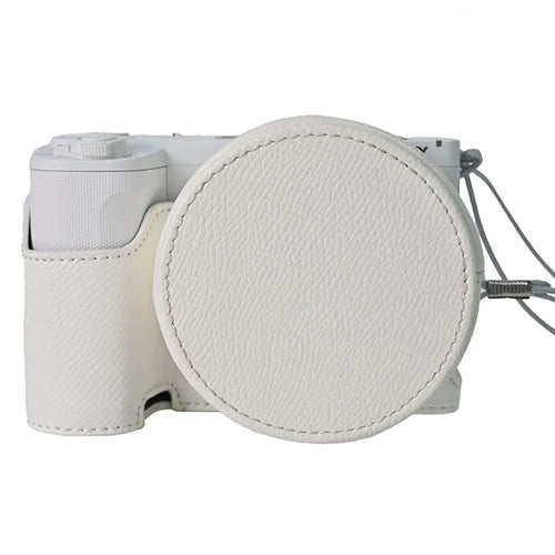 For Sony ZV-E10 II Camera Case Detachable Battery Palm Lines Textured Camera Base with Lens Cap - White - 1