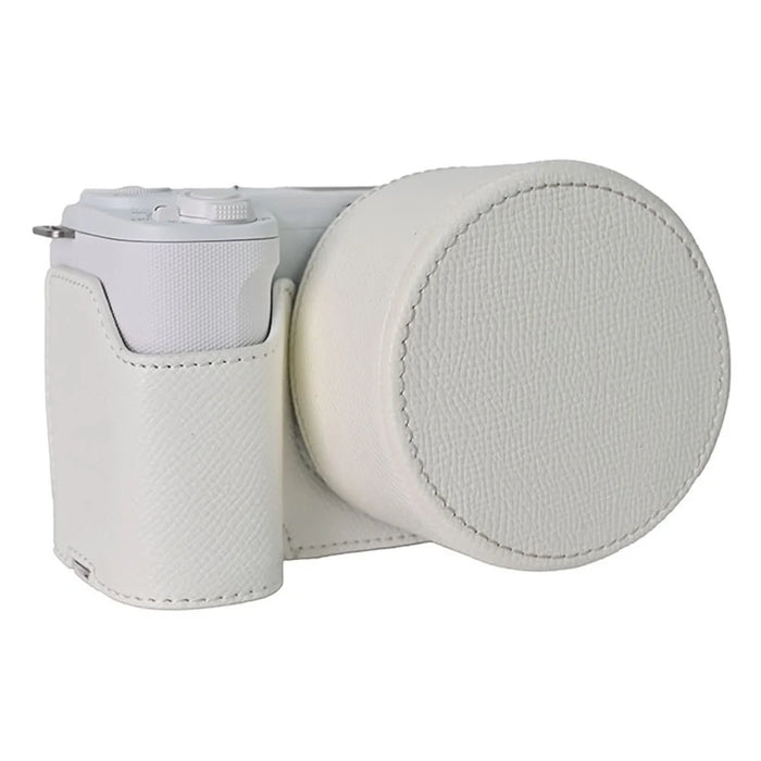 For Sony ZV-E10 II Camera Case Detachable Battery Palm Lines Textured Camera Base with Lens Cap - White - 2