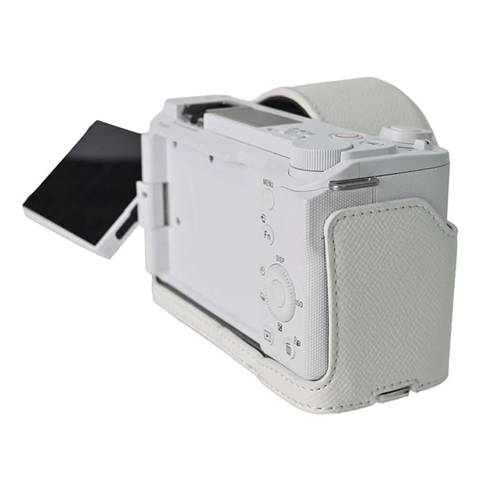For Sony ZV-E10 II Camera Case Detachable Battery Palm Lines Textured Camera Base with Lens Cap - White - 6