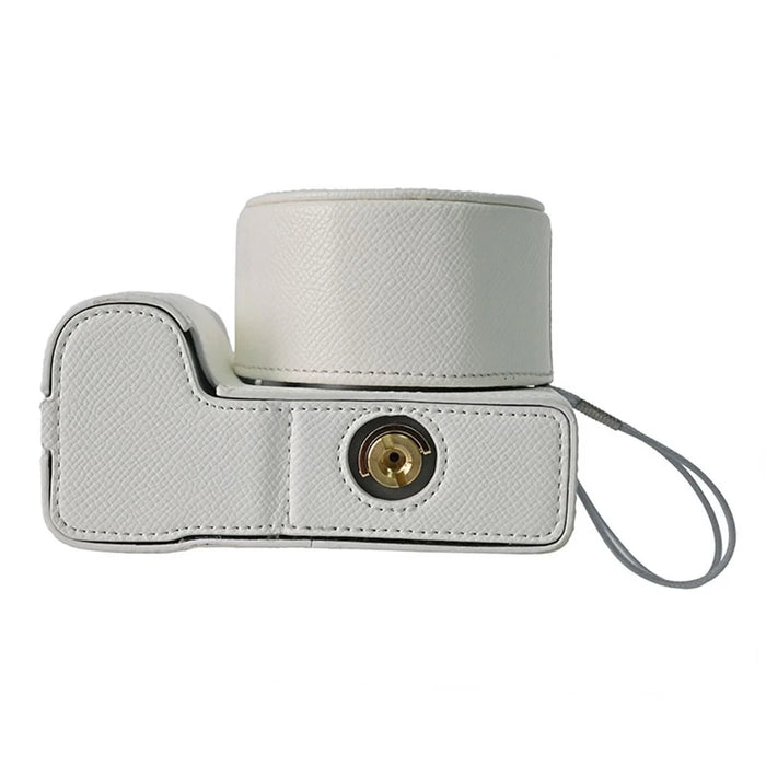 For Sony ZV-E10 II Camera Case Detachable Battery Palm Lines Textured Camera Base with Lens Cap - White - 7
