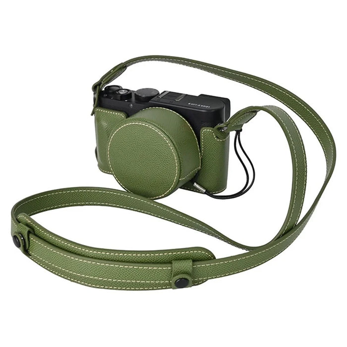 For Leica D-Lux 8 Camera Base with Lens Cap Shoulder Strap PU Leather Protective Case - Green - 1