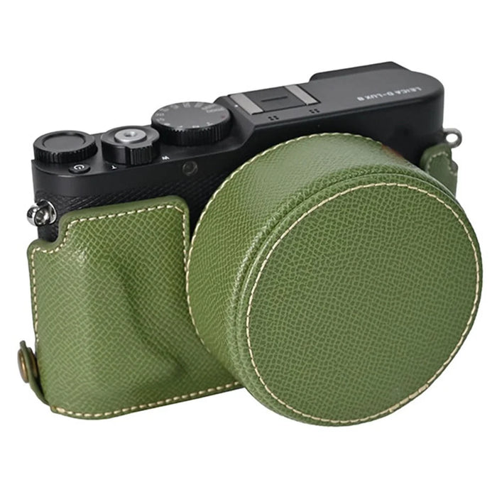 For Leica D-Lux 8 Camera Base with Lens Cap Shoulder Strap PU Leather Protective Case - Green - 2