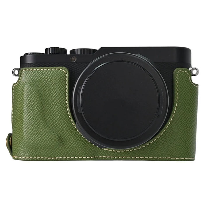 For Leica D-Lux 8 Camera Base with Lens Cap Shoulder Strap PU Leather Protective Case - Green - 5