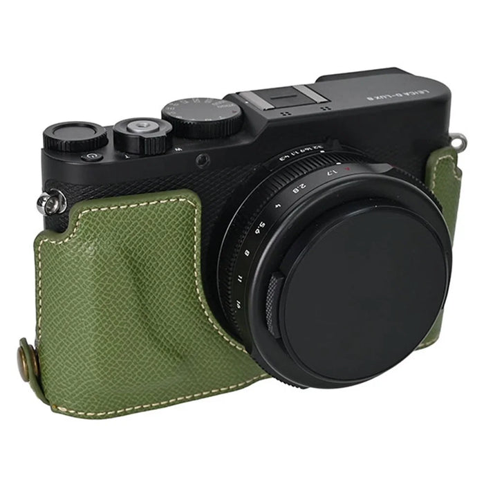 For Leica D-Lux 8 Camera Base with Lens Cap Shoulder Strap PU Leather Protective Case - Green - 6