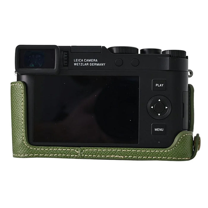 For Leica D-Lux 8 Camera Base with Lens Cap Shoulder Strap PU Leather Protective Case - Green - 7