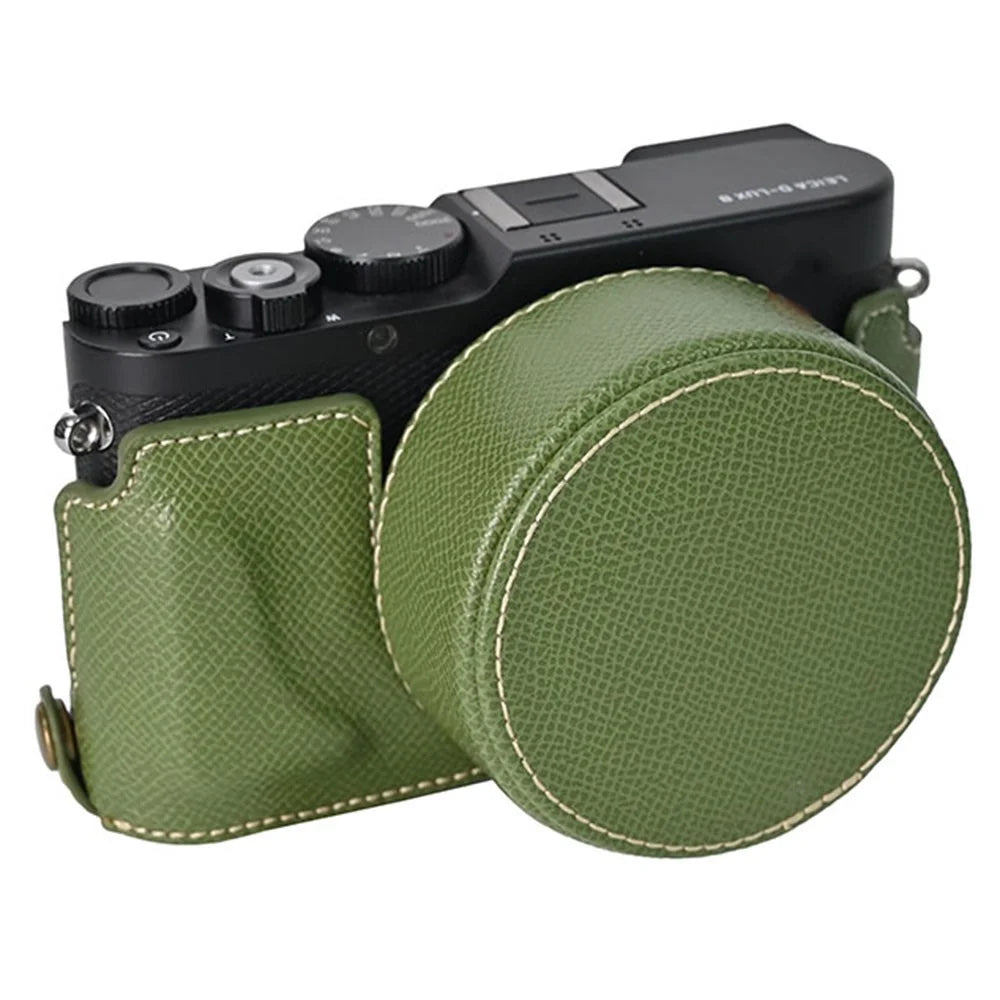 For Leica D-Lux 8 Camera Case PU Leather Protective Cover with Lens Cap - Green - 1
