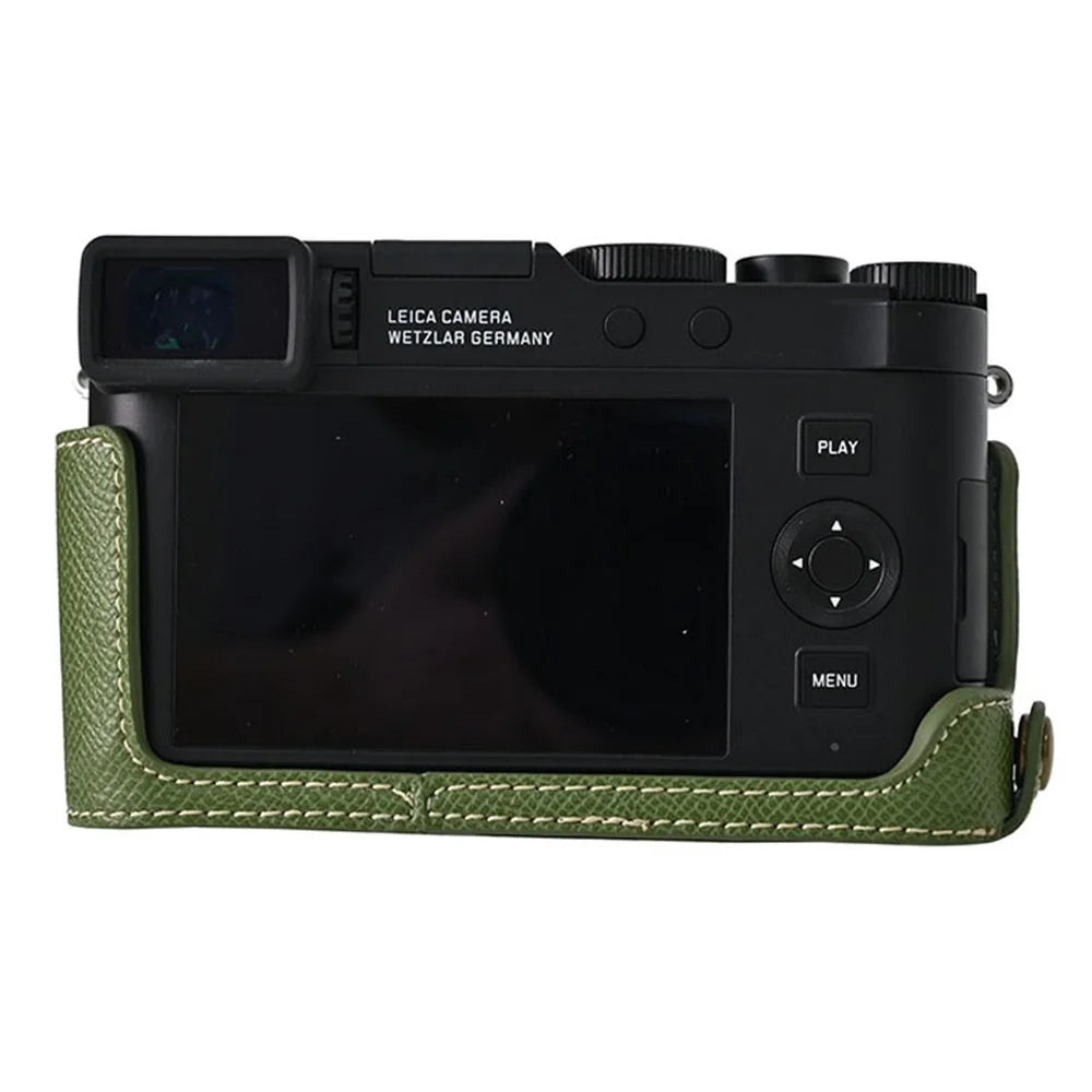 For Leica D-Lux 8 Camera Case PU Leather Protective Cover with Lens Cap - Green - 6