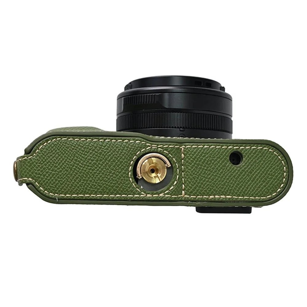 For Leica D-Lux 8 Camera Case PU Leather Protective Cover with Lens Cap - Green - 7