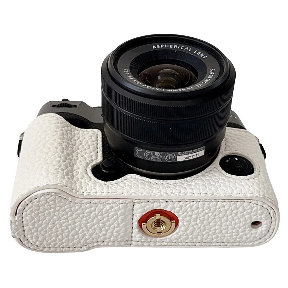 For Fujifilm X-T50 Camera Case Large Cutout Litchi Texture PU Leather Protective Cover - White - 2