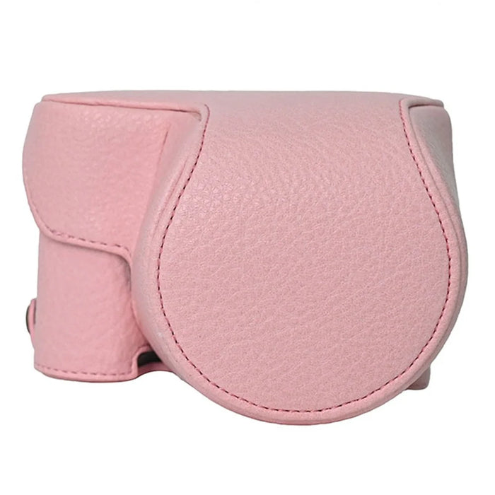 For Sony Alpha ZV-E10 II Camera Case Litchi Texture Leather Cover with Battery Hole + Strap - Pink - 4