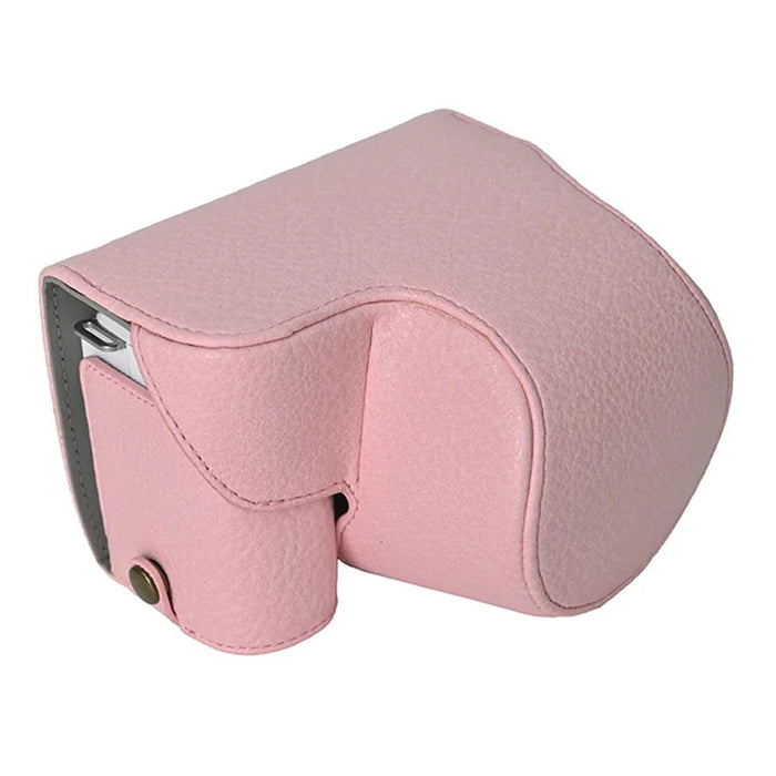 For Sony Alpha ZV-E10 II Camera Case Litchi Texture Leather Cover with Battery Hole + Strap - Pink - 6