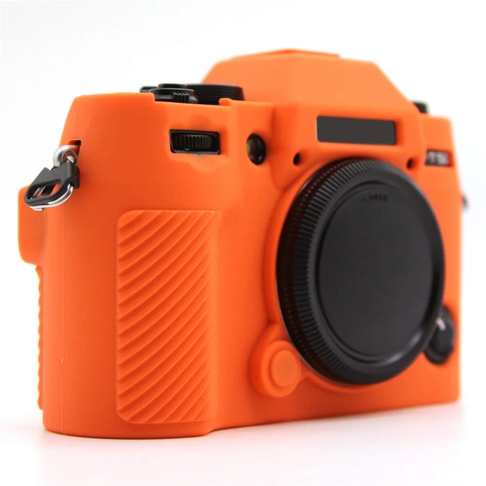 For Fujifilm X-T50 Silicone Case Anti-Scratch Camera Protective Cover, Glossy - Orange - 3