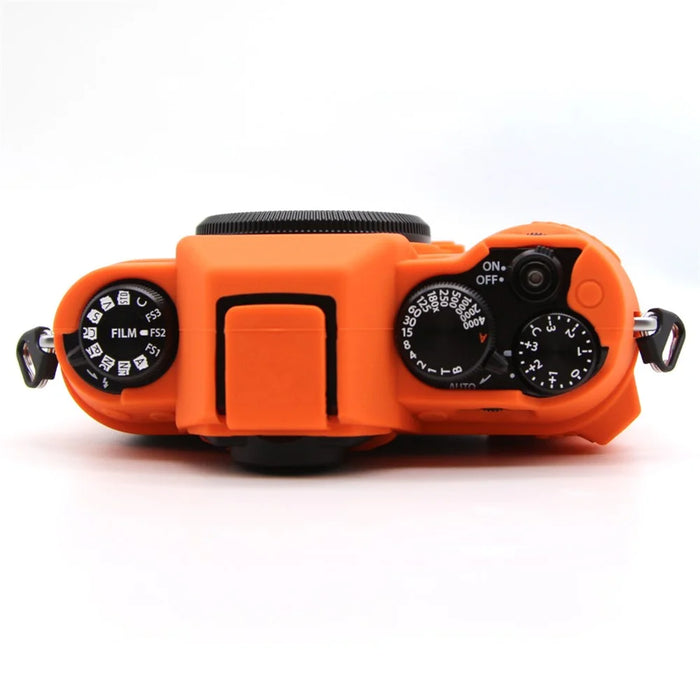 For Fujifilm X-T50 Silicone Case Anti-Scratch Camera Protective Cover, Glossy - Orange - 5