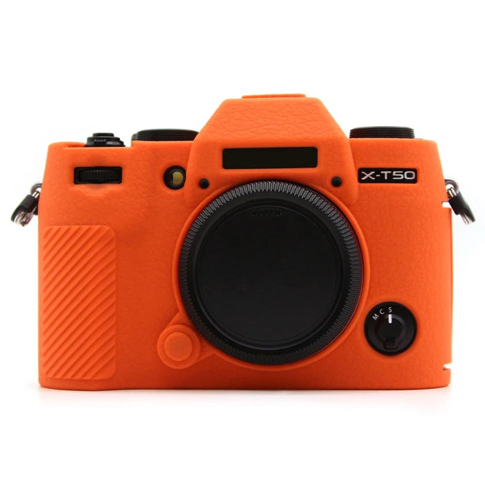 For Fujifilm X-T50 Camera Case Anti-Scratch Textured Silicone Protective Cover - Orange - 1