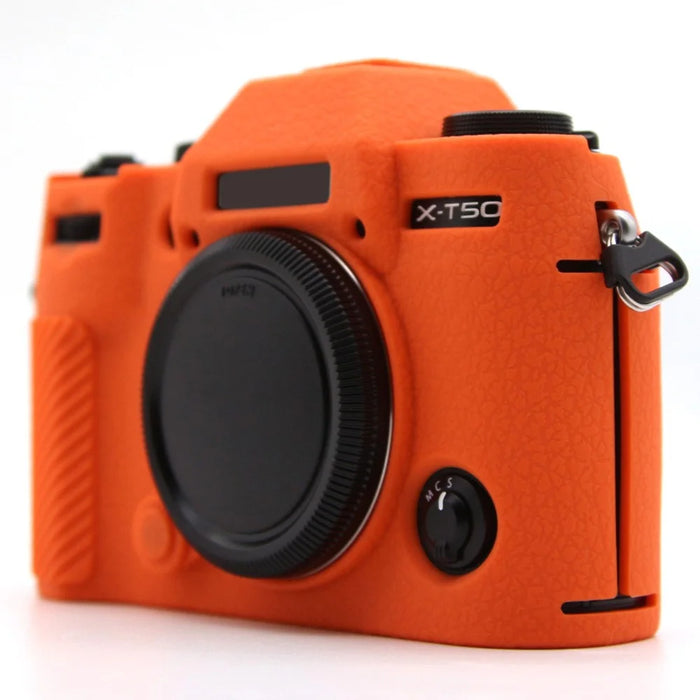 For Fujifilm X-T50 Camera Case Anti-Scratch Textured Silicone Protective Cover - Orange - 4
