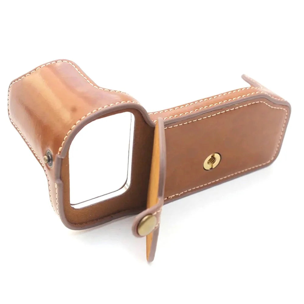 Flannel Lining Bottom Case for Nikon D810/D800 PU Leather Digital Camera Protective Half Body Cover with Battery Opening - Brown - 3