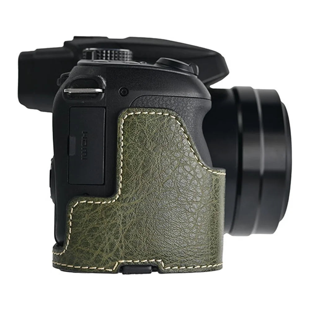 For Panasonic Lumix FZ80D / FZ85D Camera Case with Shoulder Strap Large Cutout Litchi Texture PU Protective Cover - Green - 6