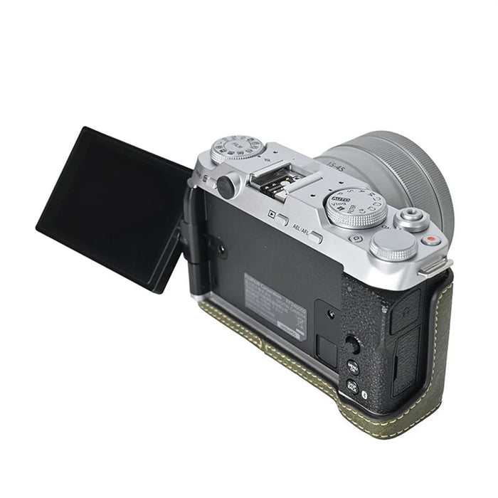 For Fujifilm X-M5 Protective Cover Litchi Textured PU Leather Camera Case with Shoulder Strap - Green - 4