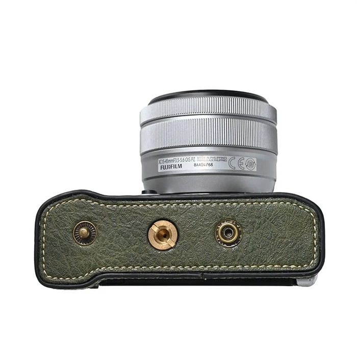 For Fujifilm X-M5 Protective Cover Litchi Textured PU Leather Camera Case with Shoulder Strap - Green - 5
