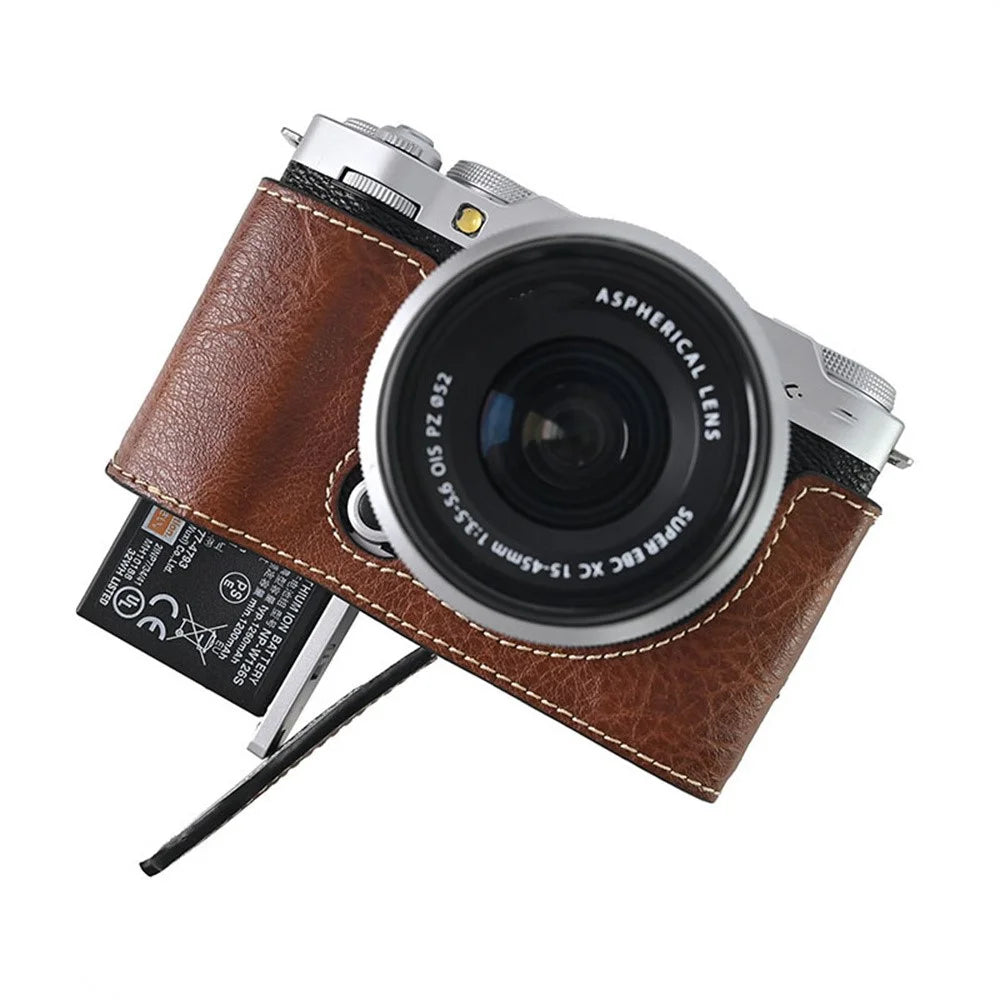 For Fujifilm X-M5 Camera Case Large Cutout Litchi Texture PU Leather Protective Cover - Coffee - 5