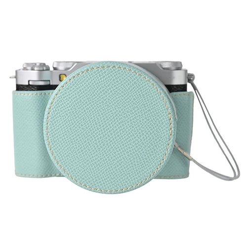 For Fujifilm X-M5 Camera Case PU Leather Protective Cover with Lens Cap - Baby Blue - 1