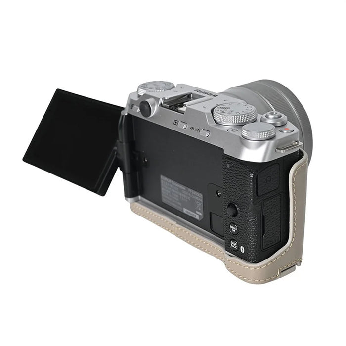 For Fujifilm X-M5 Protective Case Battery Opening Design Genuine Leather Camera Cover - Grey - 4