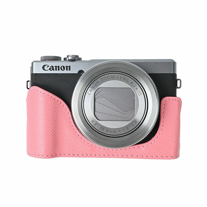 For Canon PowerShot G7 X Mark III / G7 X Mark II Camera Case with Shoulder Strap Leather Cover - Pink - 2