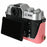 For Fujifilm X-T50 Textured PU Leather Camera Case with Battery Hole + Strap + Lens Storage Bag - Pink - 3