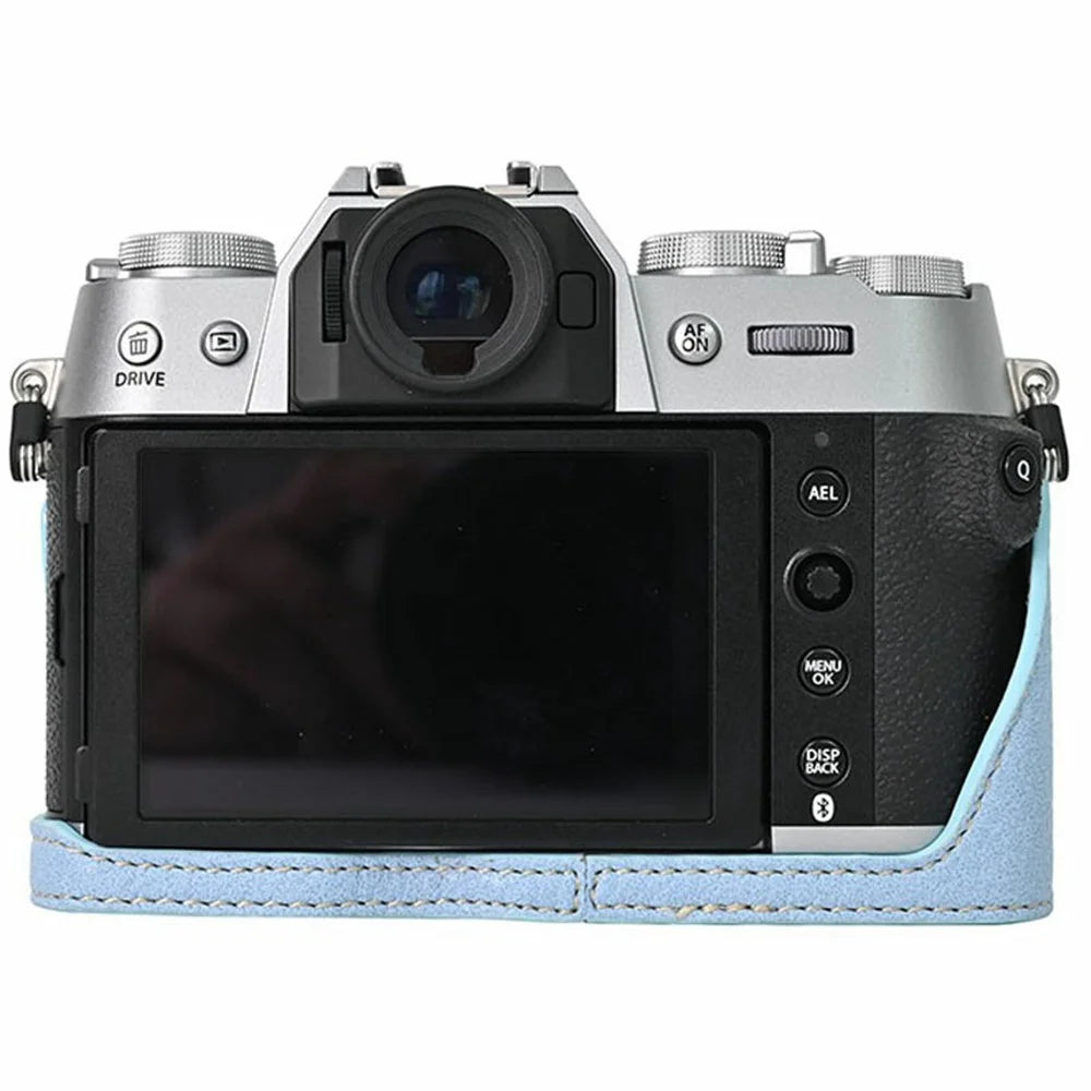 For Fujifilm X-T50 Camera Base Cover Vintage PU Leather Half Case with Battery Opening - Baby Blue - 2