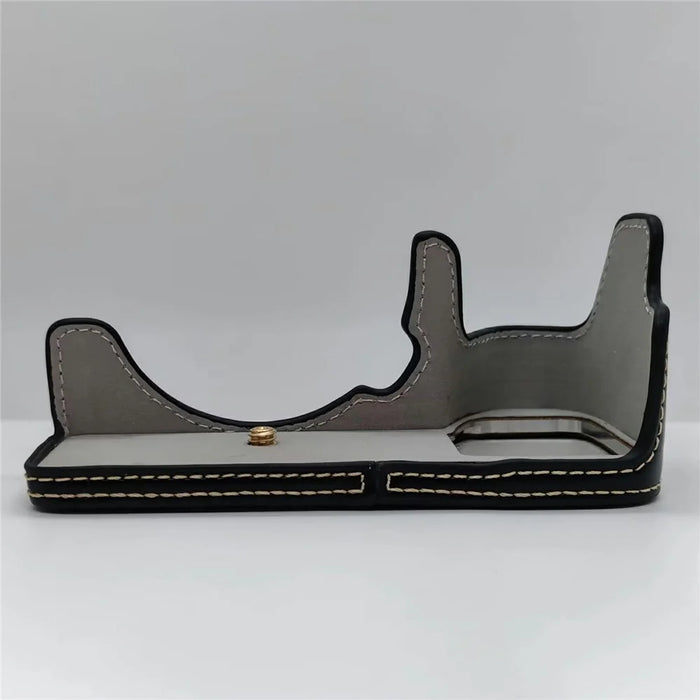 For Sony A6700 Camera Base Cover Vintage PU Leather Half Case with Battery Opening - Black - 2