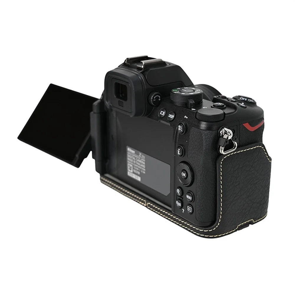 For Nikon Z 50 II Camera Case Large Cutout Litchi Texture PU Leather Protective Cover - Black - 3
