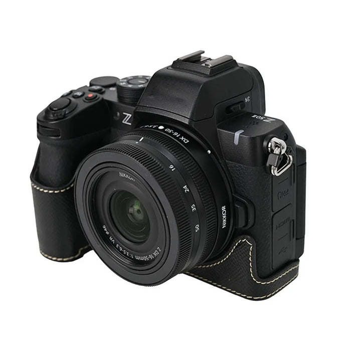 For Nikon Z 50 II Camera Case PU Leather Protective Cover - Black - 3