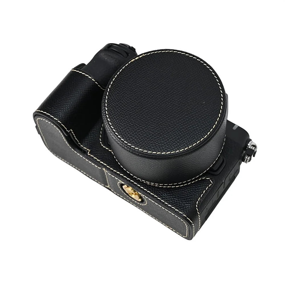 For Nikon Z 50 II Camera Case PU Leather Protective Cover with Lens Cap - Black - 3
