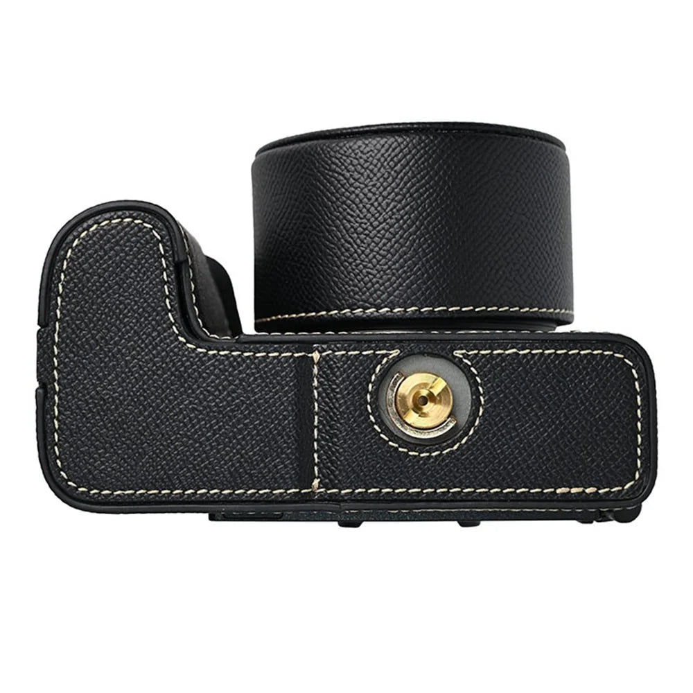 For Nikon Z 50 II Camera Case PU Leather Protective Cover with Lens Cap - Black - 4