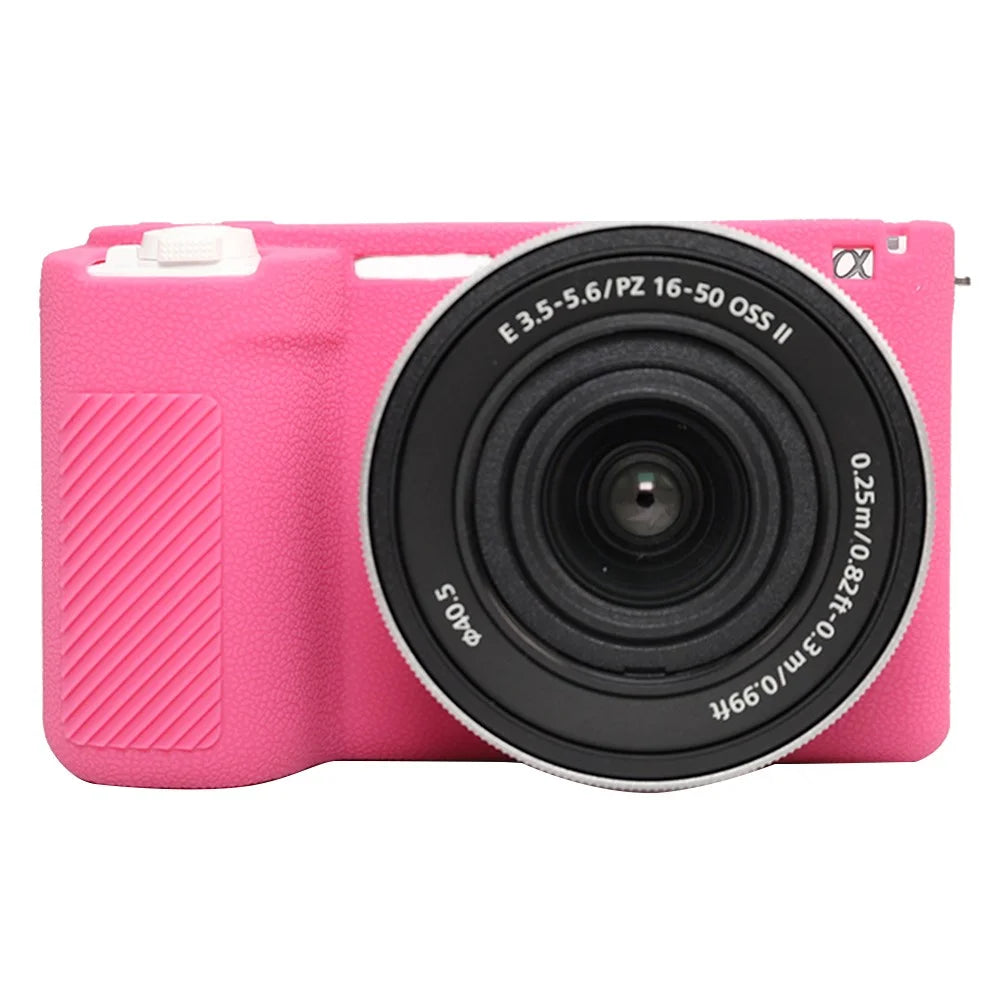 For Sony ZV-E10 II Camera Protective Case Anti Scratch Litchi Texture Silicone Cover - Rose - 1