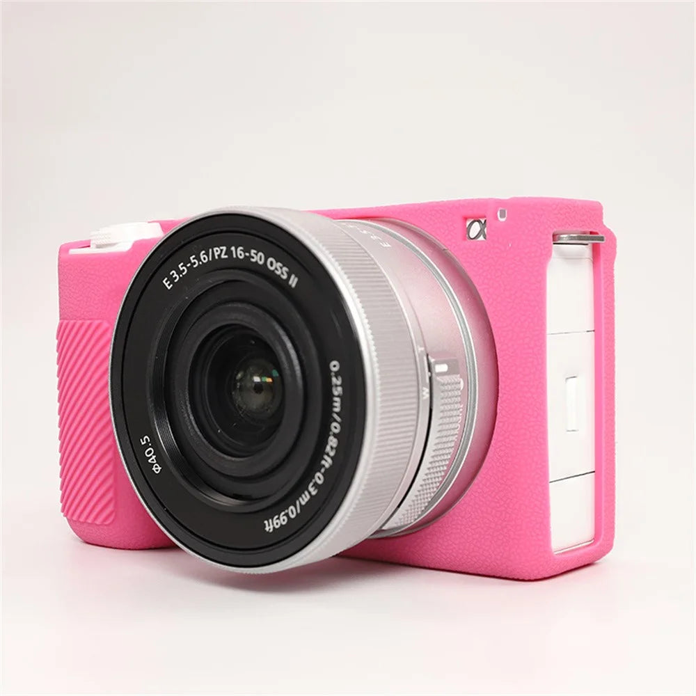 For Sony ZV-E10 II Camera Protective Case Anti Scratch Litchi Texture Silicone Cover - Rose - 4
