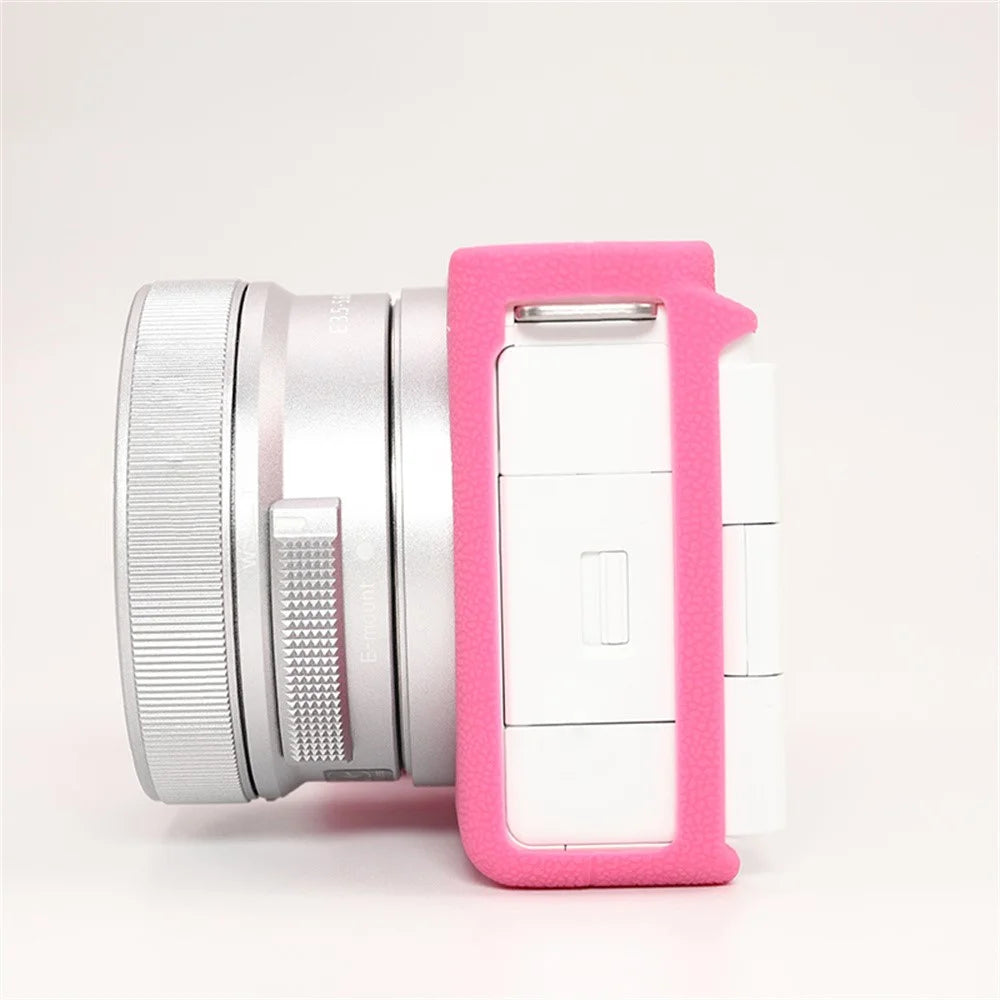 For Sony ZV-E10 II Camera Protective Case Anti Scratch Litchi Texture Silicone Cover - Rose - 5